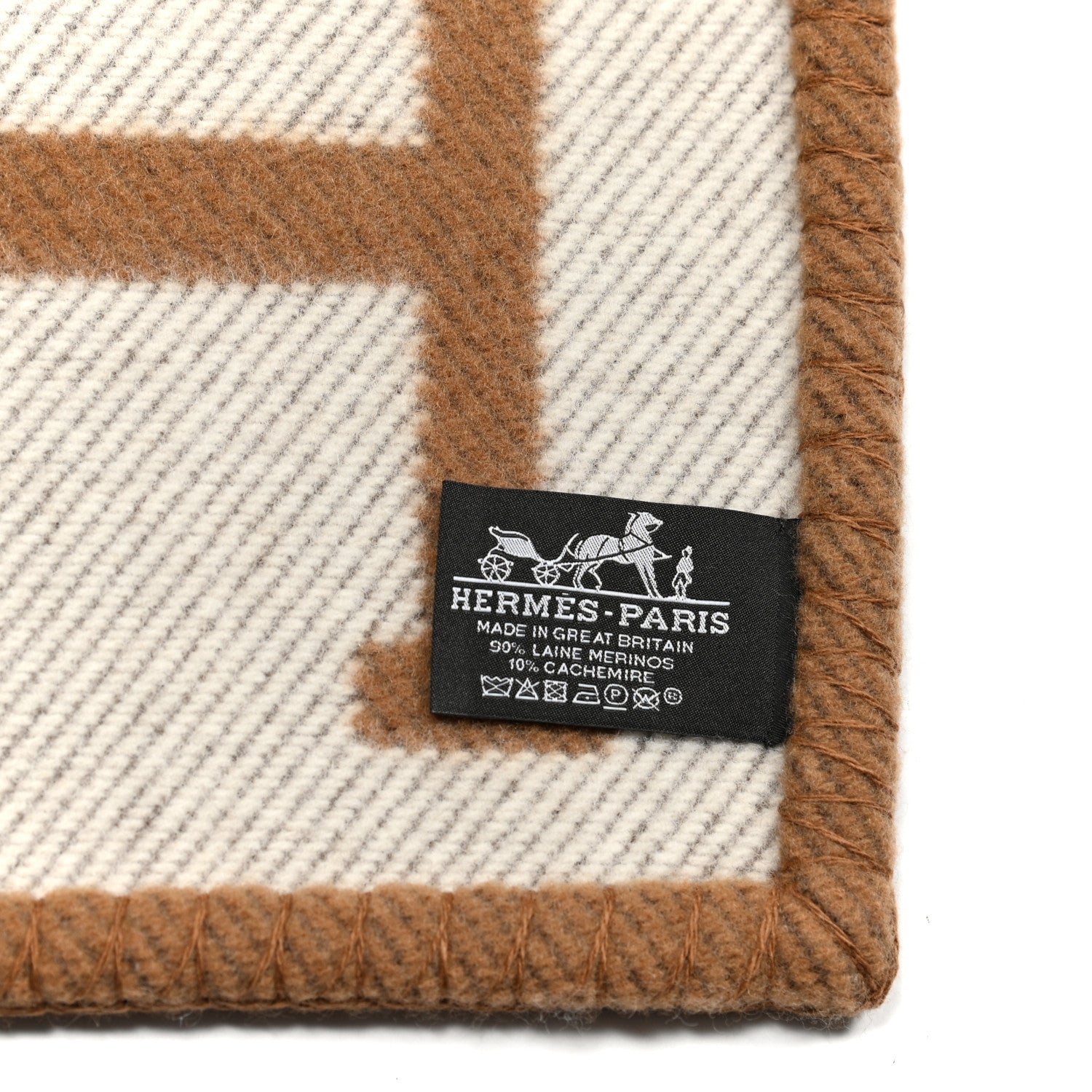 Hermes Wool Cashmere Avalon Blanket Ecru Camel 3 of 3