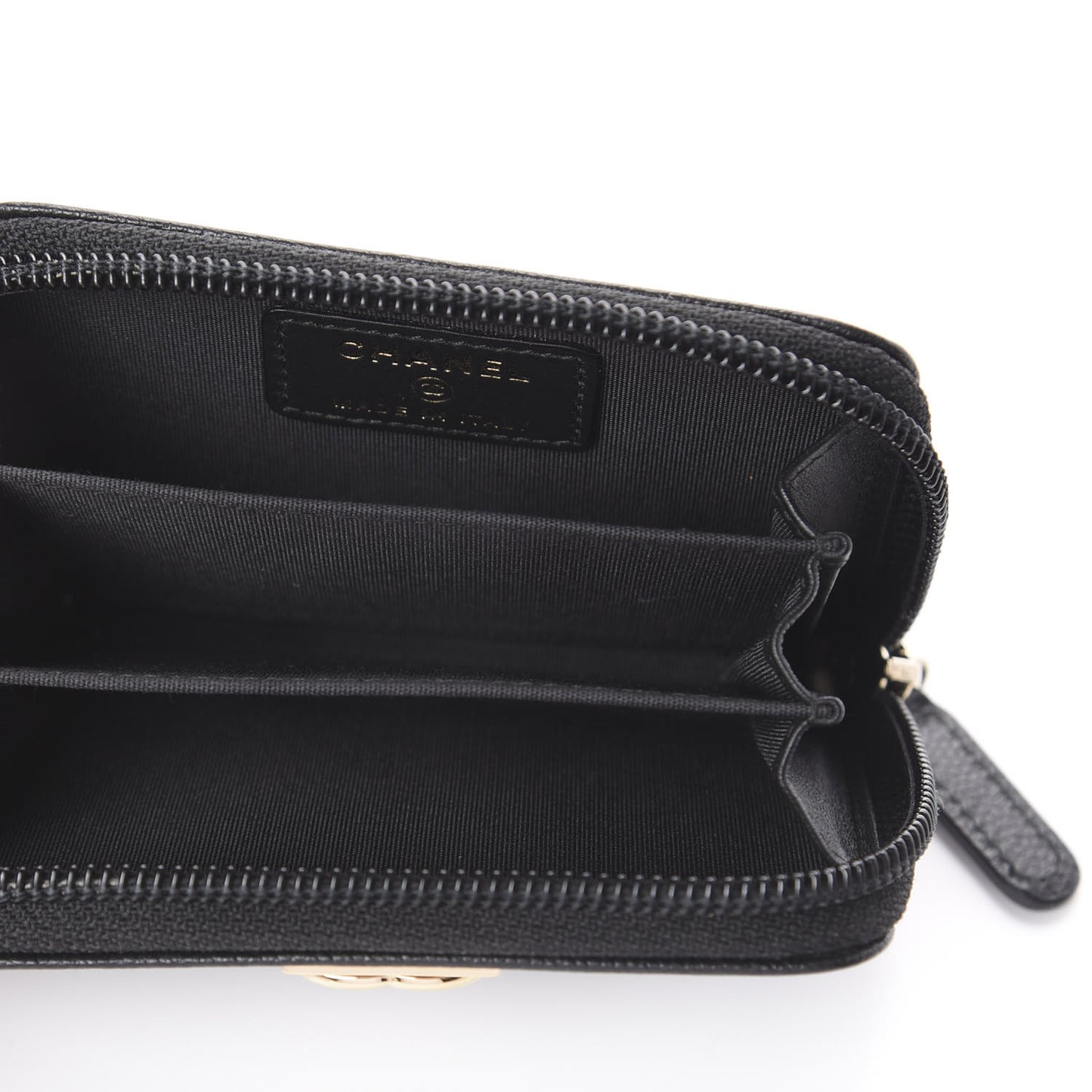 Caviar Quilted Boy Zip Around Coin Purse Wallet Black