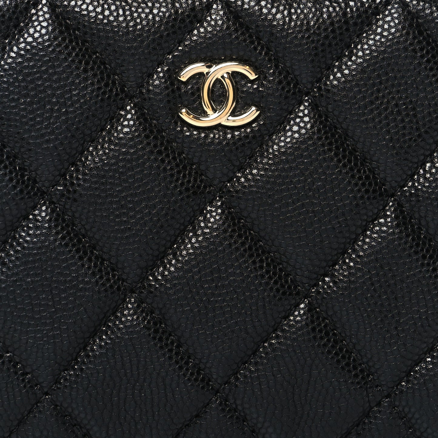 Caviar Quilted Small Cosmetic Case Black