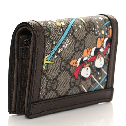 Gucci X DISNEY GG Supreme Monogram Donald Duck Interlocking G Card Case Beige Multicolor New Acero 2 of 5
