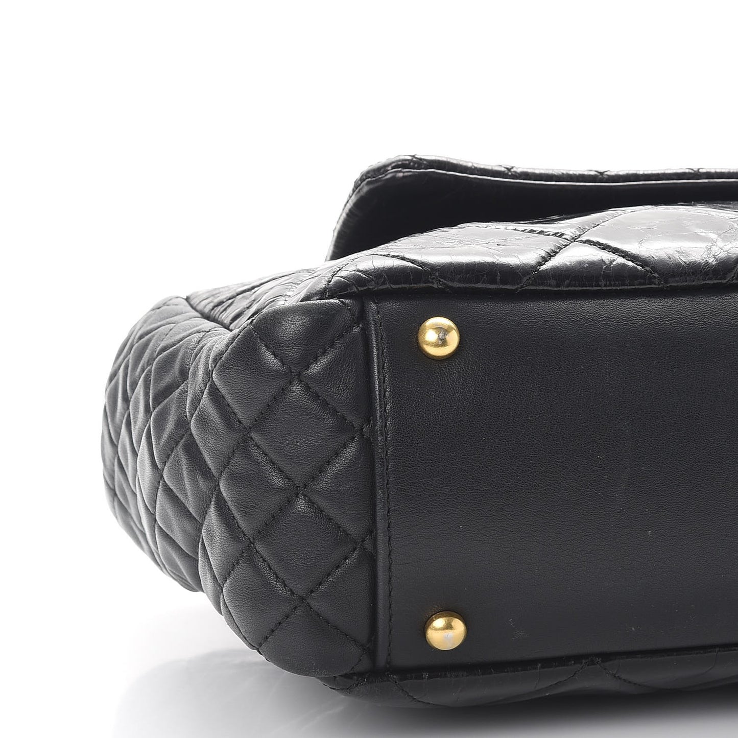Glazed Crinkled Calfskin Medium East West Flap Black
