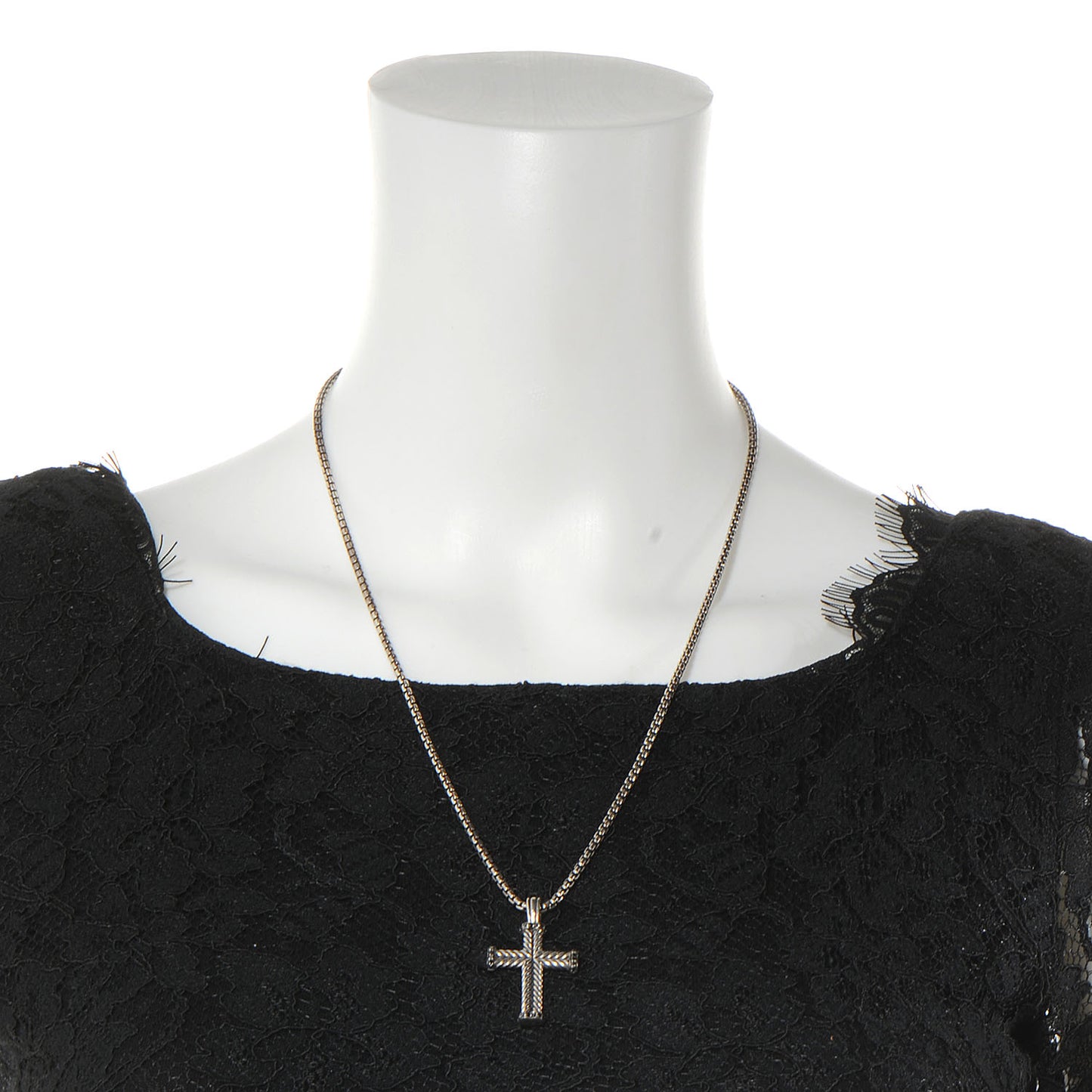 Sterling Silver Black Diamond Chevron Cross Pendant Necklace