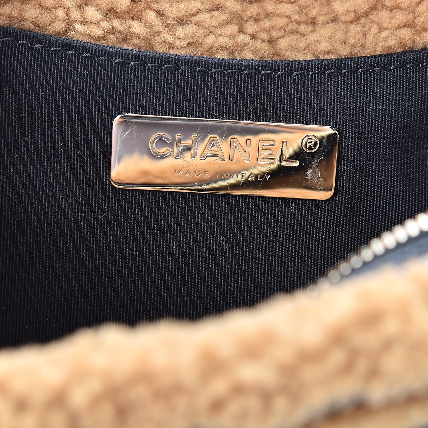 Chanel Shiny Crumpled Sheepskin Shearling CC Mania Waist Bag Black Light Brown 6 of 10
