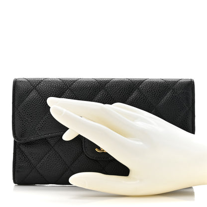 Chanel Caviar Quilted Large Gusset Flap Wallet Black 2 of 11