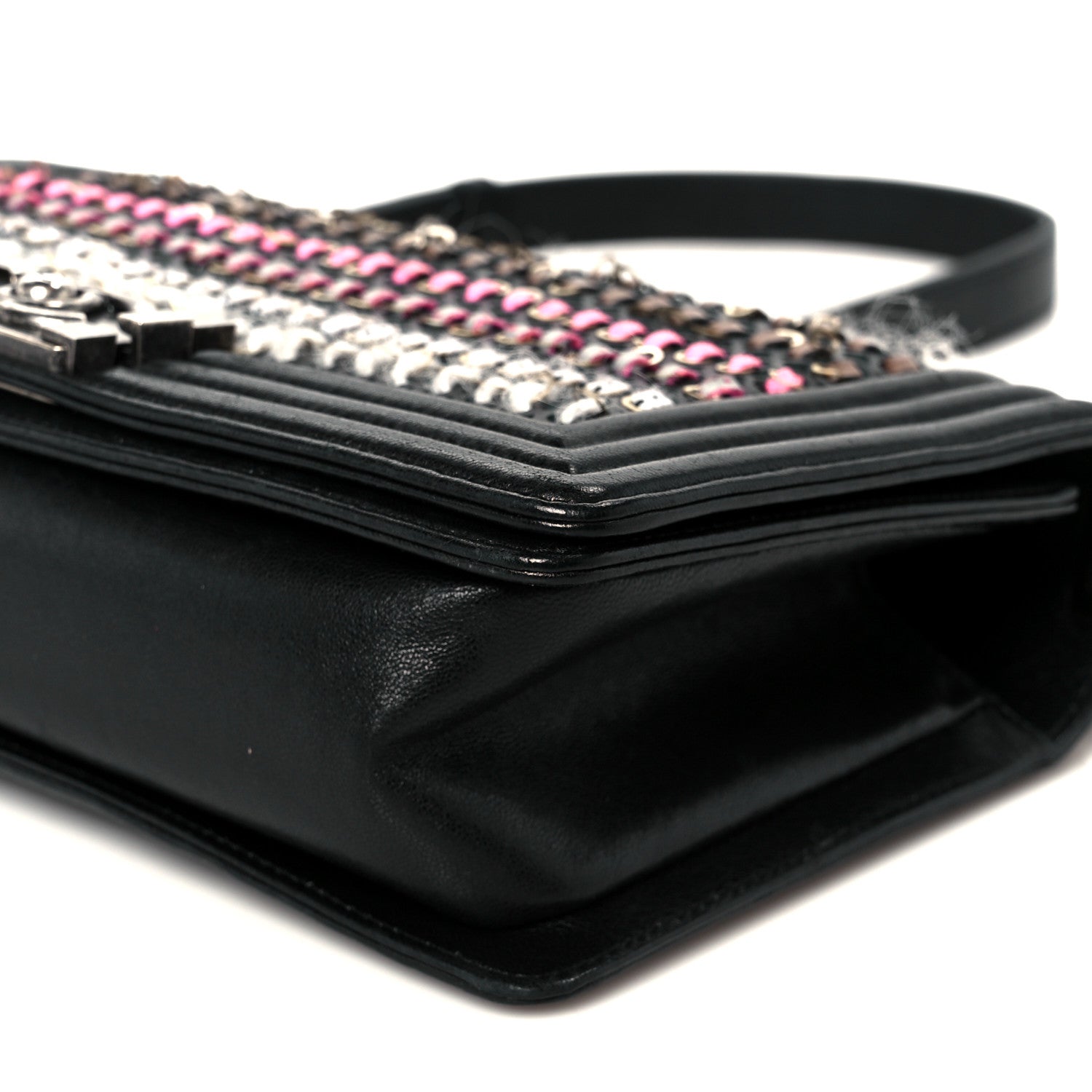 Chanel Lambskin Tweed Woven Medium Boy Flap Black 10 of 10