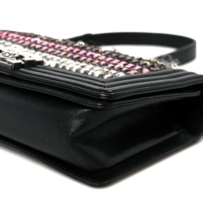 Chanel Lambskin Tweed Woven Medium Boy Flap Black 10 of 10