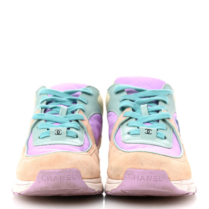 Chanel Nylon Lambskin Suede Calfskin CC Sneakers 37 Green Purple Pink 2 of 7