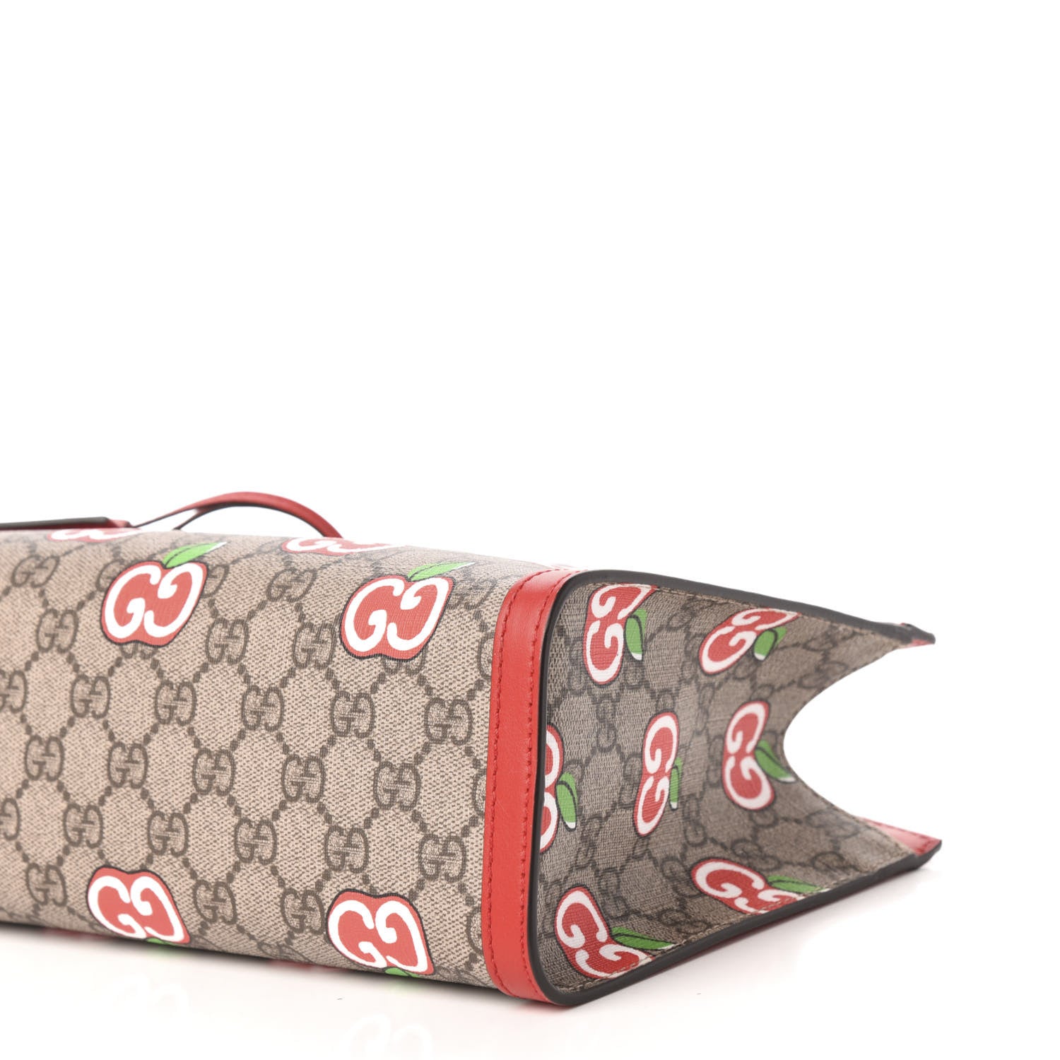 Gucci GG Supreme Monogram Apple Small Padlock Tote Beige Multicolor Lobster Red 9 of 10