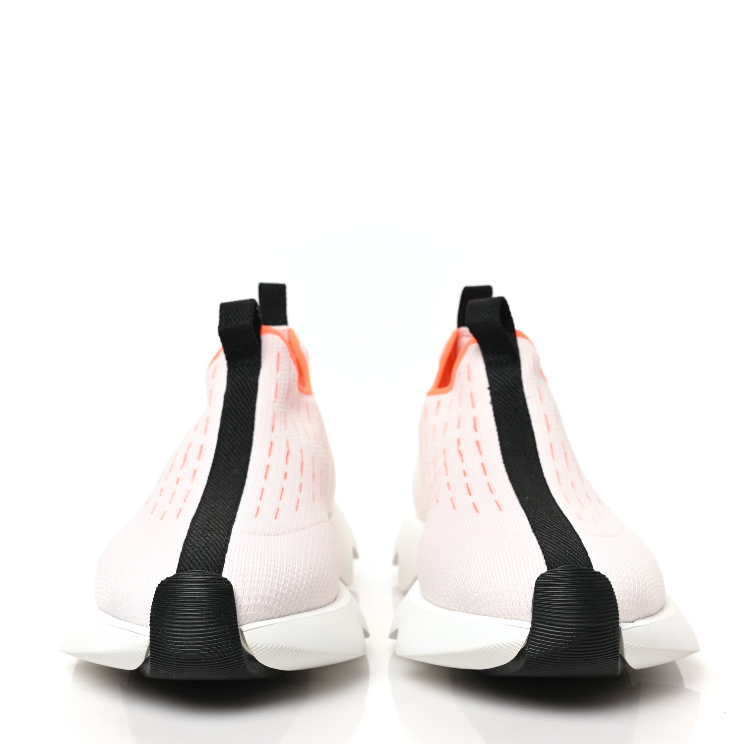 Hermes Technical Canvas Goatskin Womens Eclair Sneakers 36.5 White Orange 2 of 7