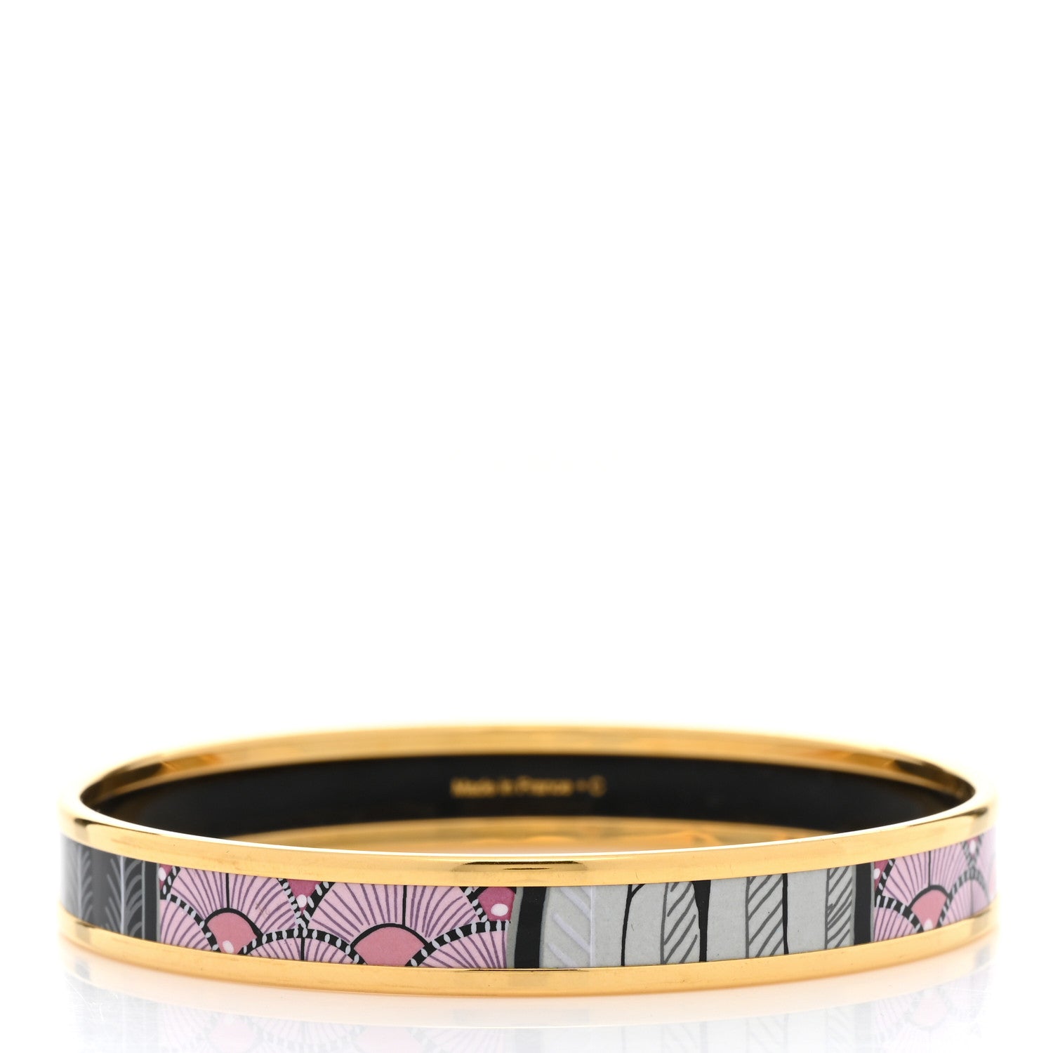 Hermes Enamel Printed Narrow Tree of Song Bracelet 62 Faux Gris 3 of 6
