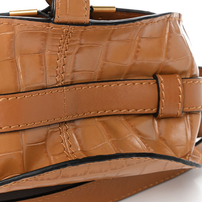 Chloe Calfskin Crocodile Embossed Mini Marcie Round Crossbody Bag Autumnal Brown 5 of 5