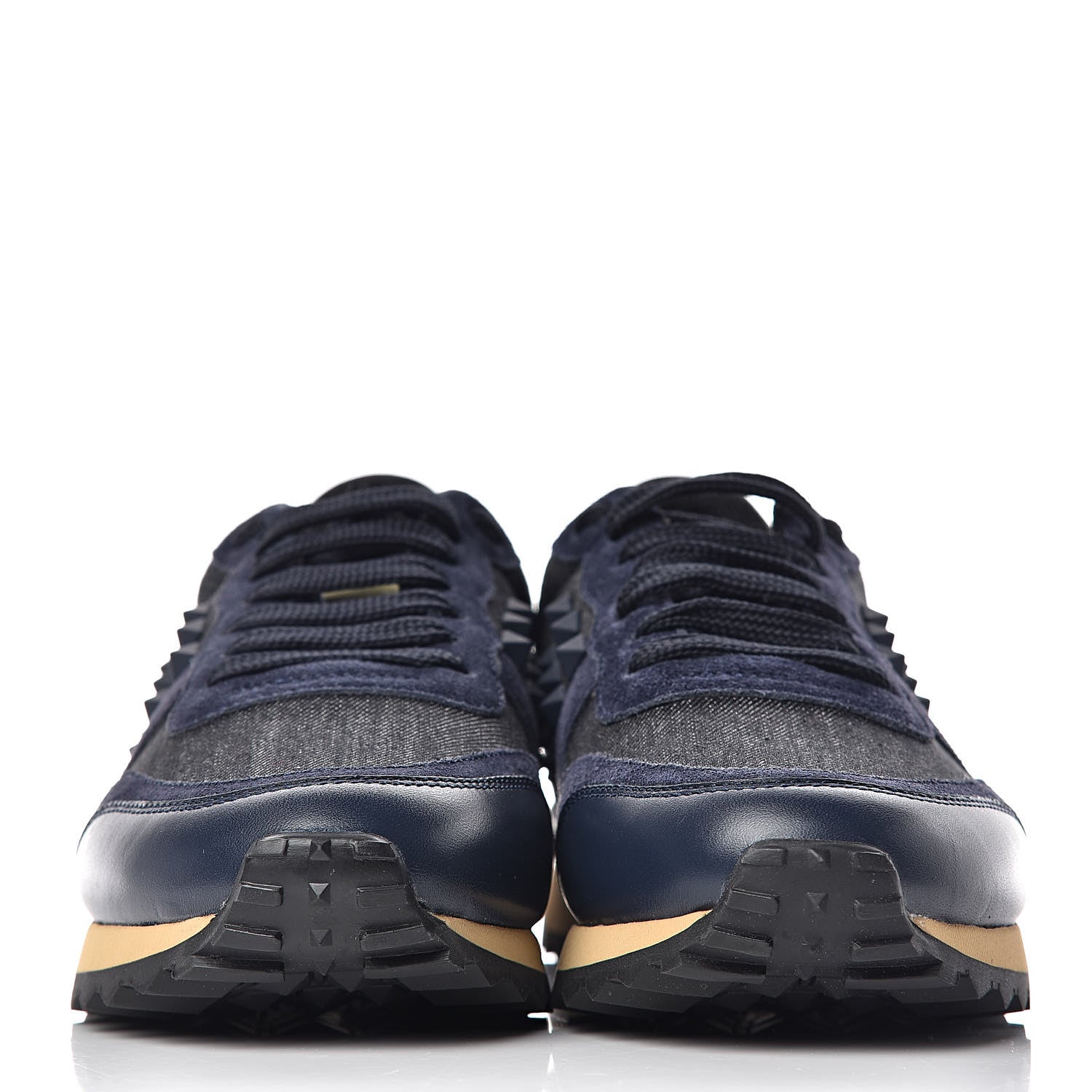 Valentino Garavani Denim Calfskin Suede Rockstud Sneakers 37 Deep Denim 2 of 8