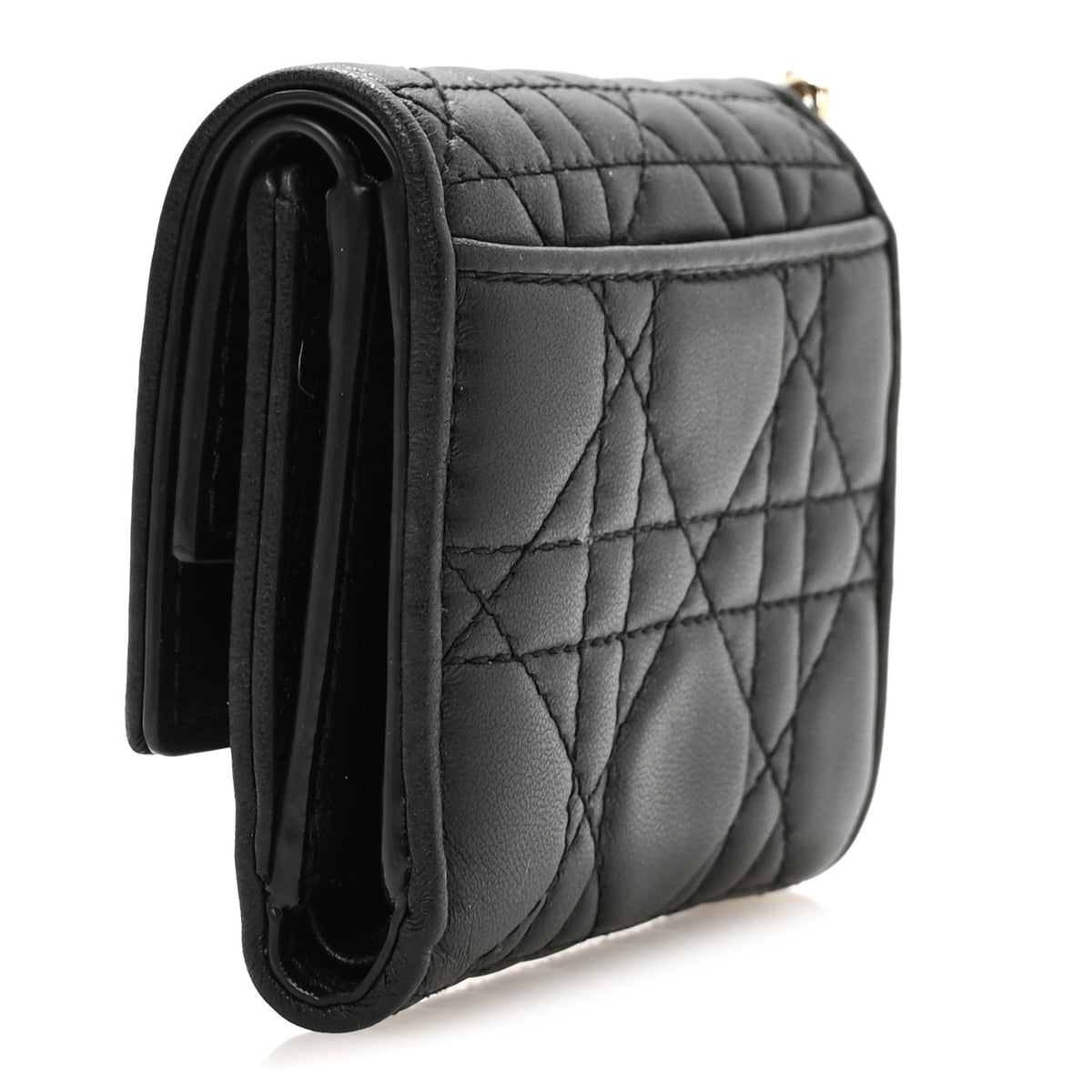 Lambskin Cannage Lady Dior Lotus Wallet Black