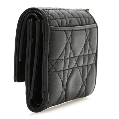 Christian Dior Lambskin Cannage Lady Dior Lotus Wallet Black 3 of 8