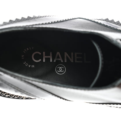 Chanel Lambskin Patent Calfskin CC Brogue Lace Up Oxfords 39.5 Black 7 of 8