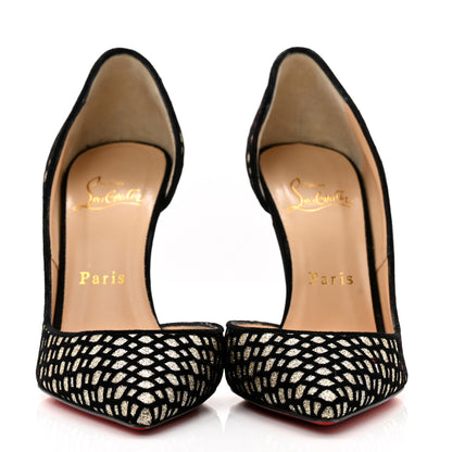 Christian Louboutin Glitter Floque Suede Iriza 100 Pumps 36.5 Platine Black 2 of 11