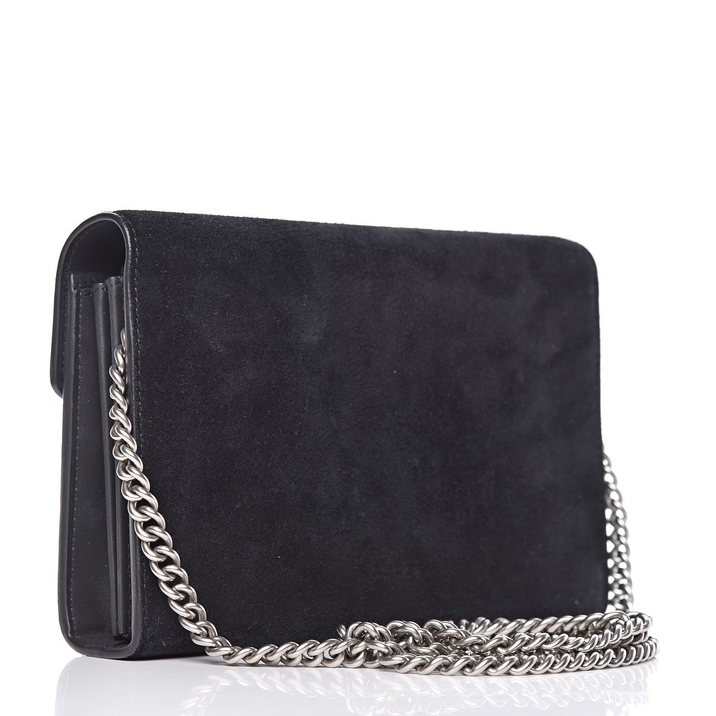 Suede Mini Dionysus Chain Wallet Black