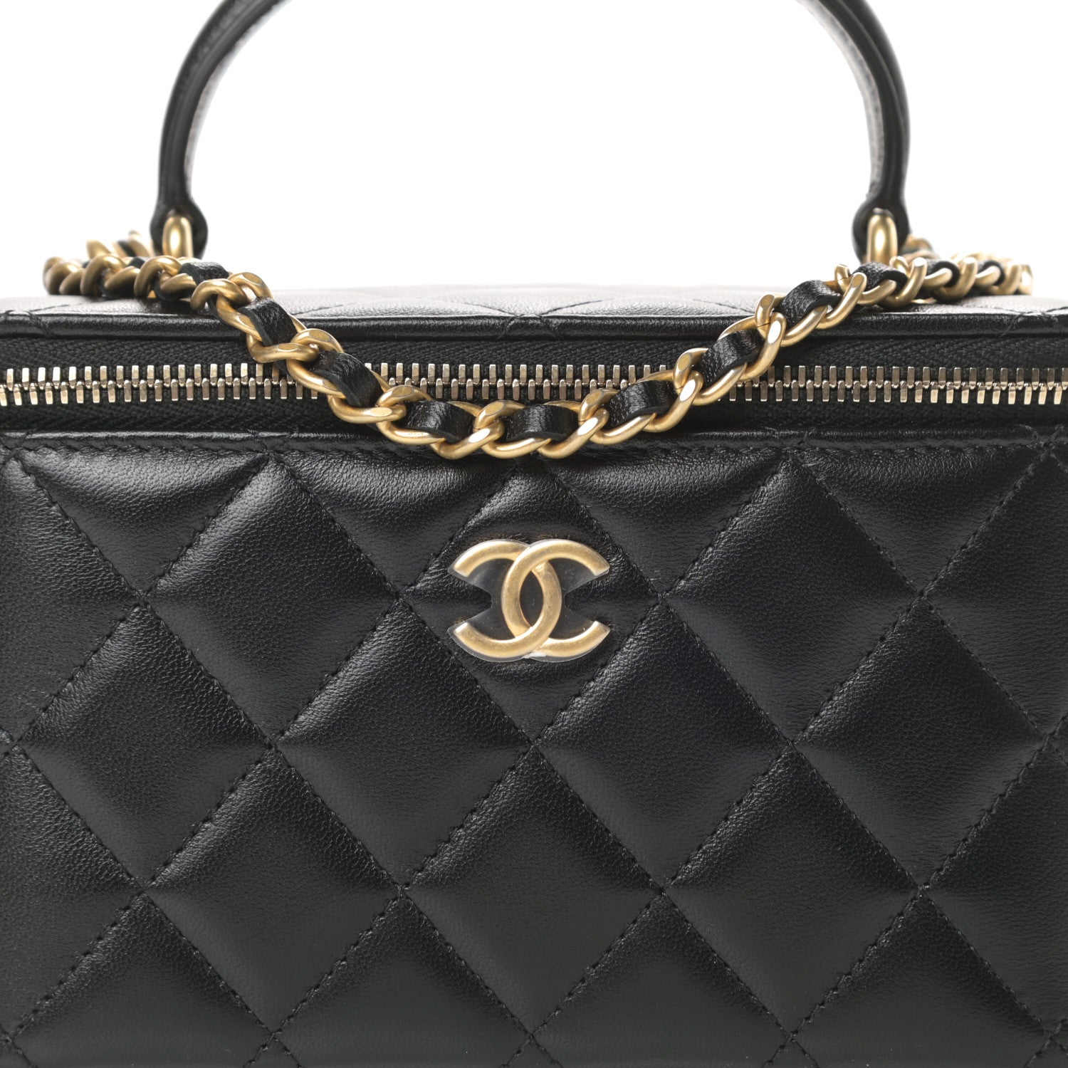 Chanel Lambskin Quilted Small Top Handle Vanity Case With Chain Black 10 of 11