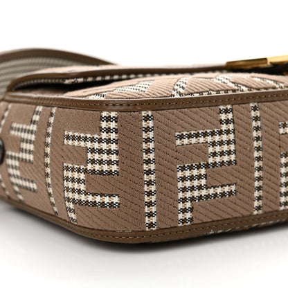 Fendi Wool Vitello King Houndstooth FF Embroidered Baguette Beige Moro 9 of 10