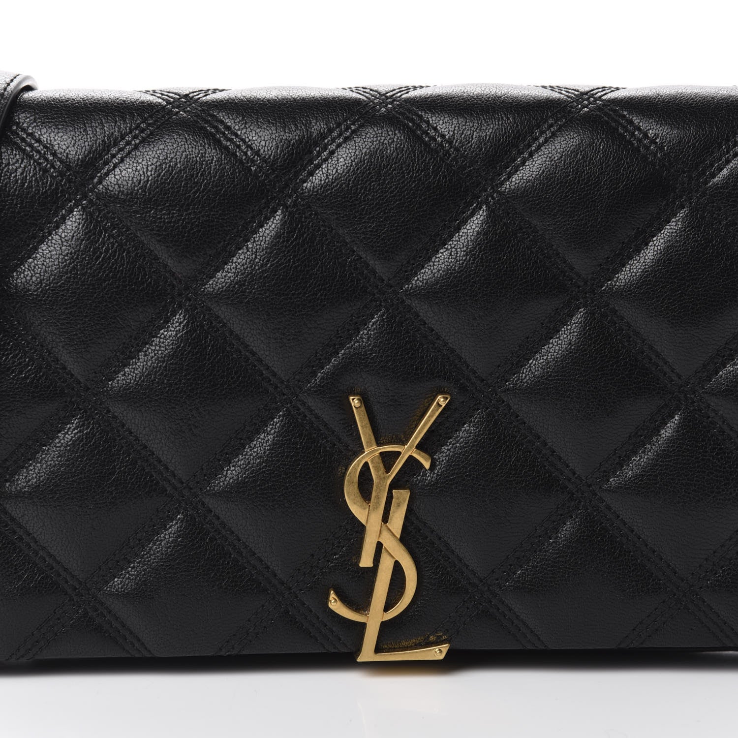 Saint Laurent Lambskin Diamond Quilted Becky Chain Wallet Black 10 of 11