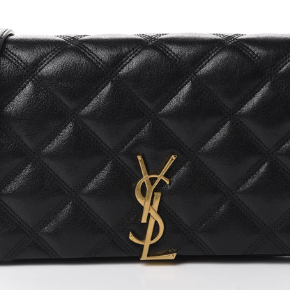 Saint Laurent Lambskin Diamond Quilted Becky Chain Wallet Black 10 of 11