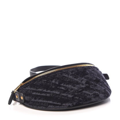 Balenciaga Crushed Velvet Logo Embossed XXS Souvenir Belt Bag Black 4 of 10