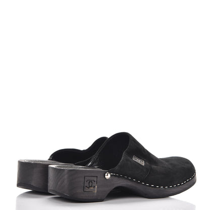 Chanel Suede CC Clogs 38 Black 4 of 10