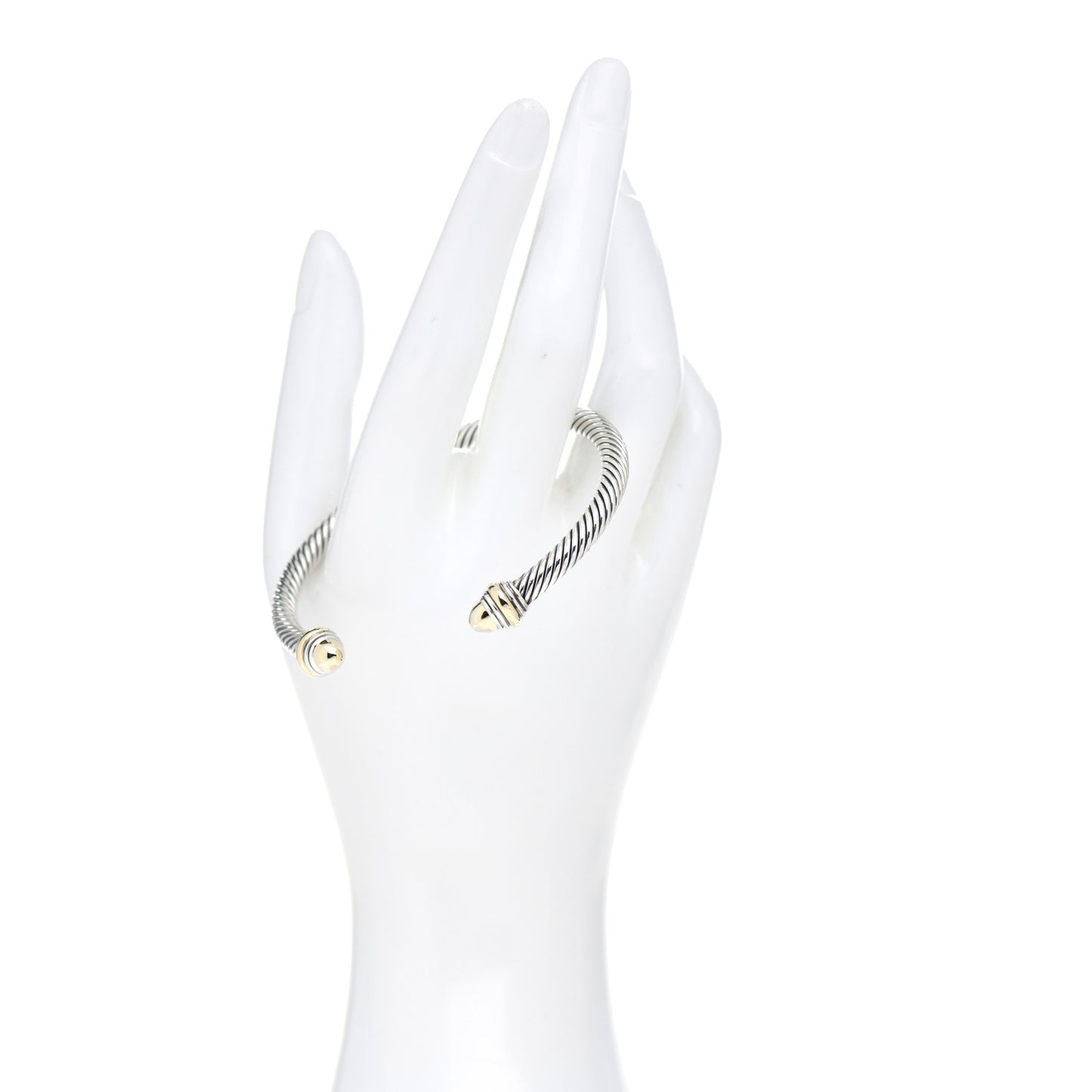 Sterling Silver 14K Yellow Gold 5mm Cable Classics Dome Bracelet