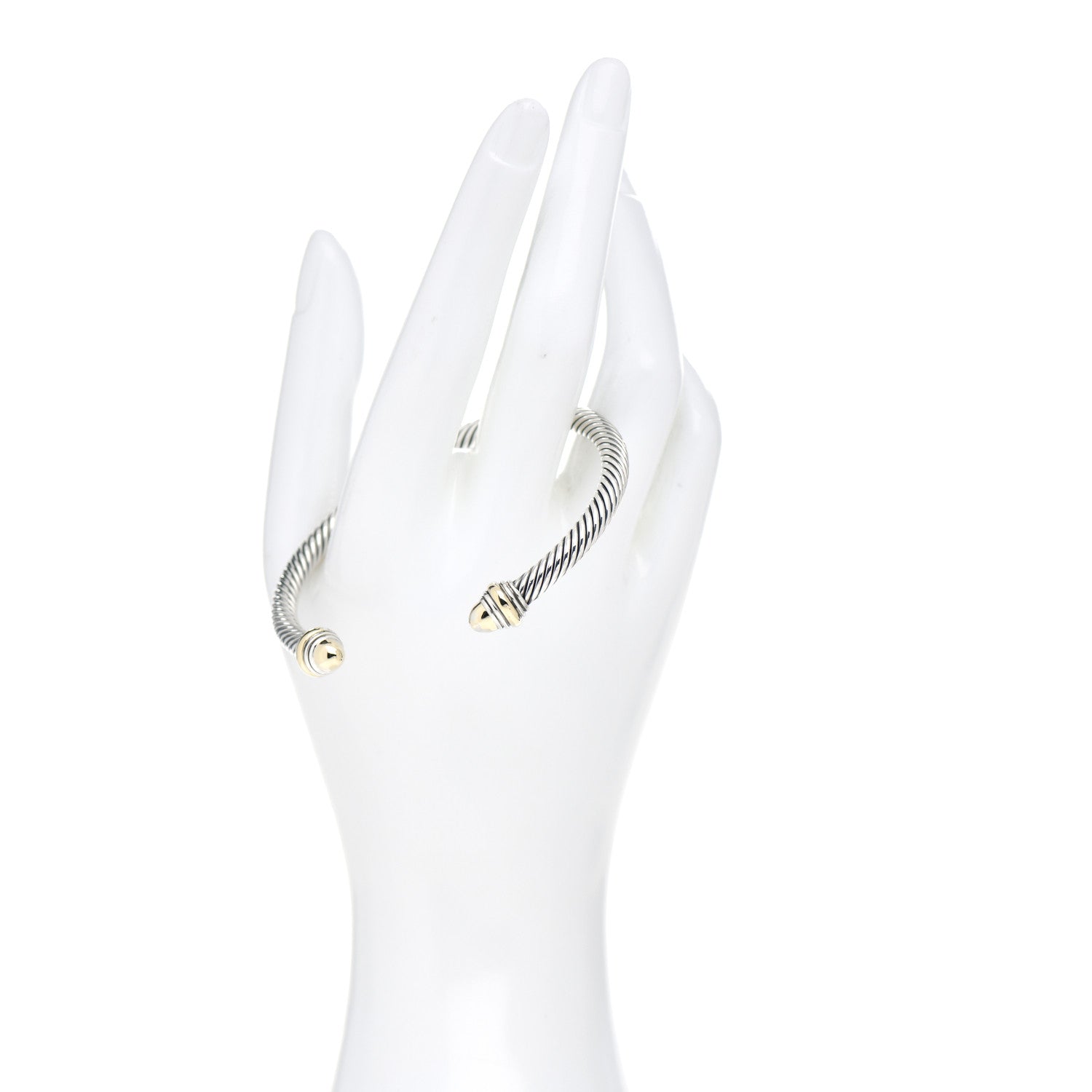 David Yurman Sterling Silver 14K Yellow Gold 5mm Cable Classics Dome Bracelet 2 of 4