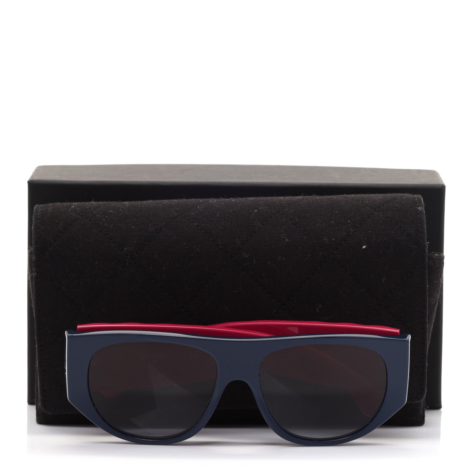 Chanel Acetate Quilted CC Pilot Sunglasses 71465 Blue Red 7 of 7