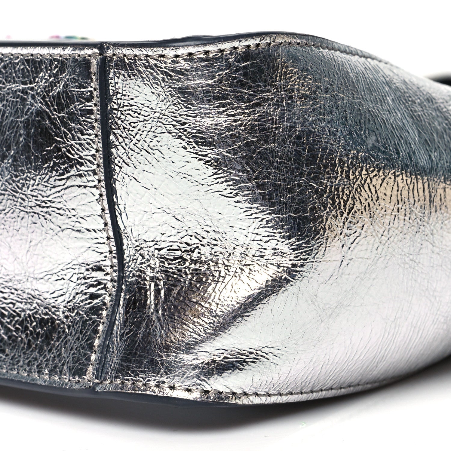 Stella McCartney Metallic Eco Alter Nappa Embroidered Logo Stonewall Crossbody Bag Silver 8 of 8