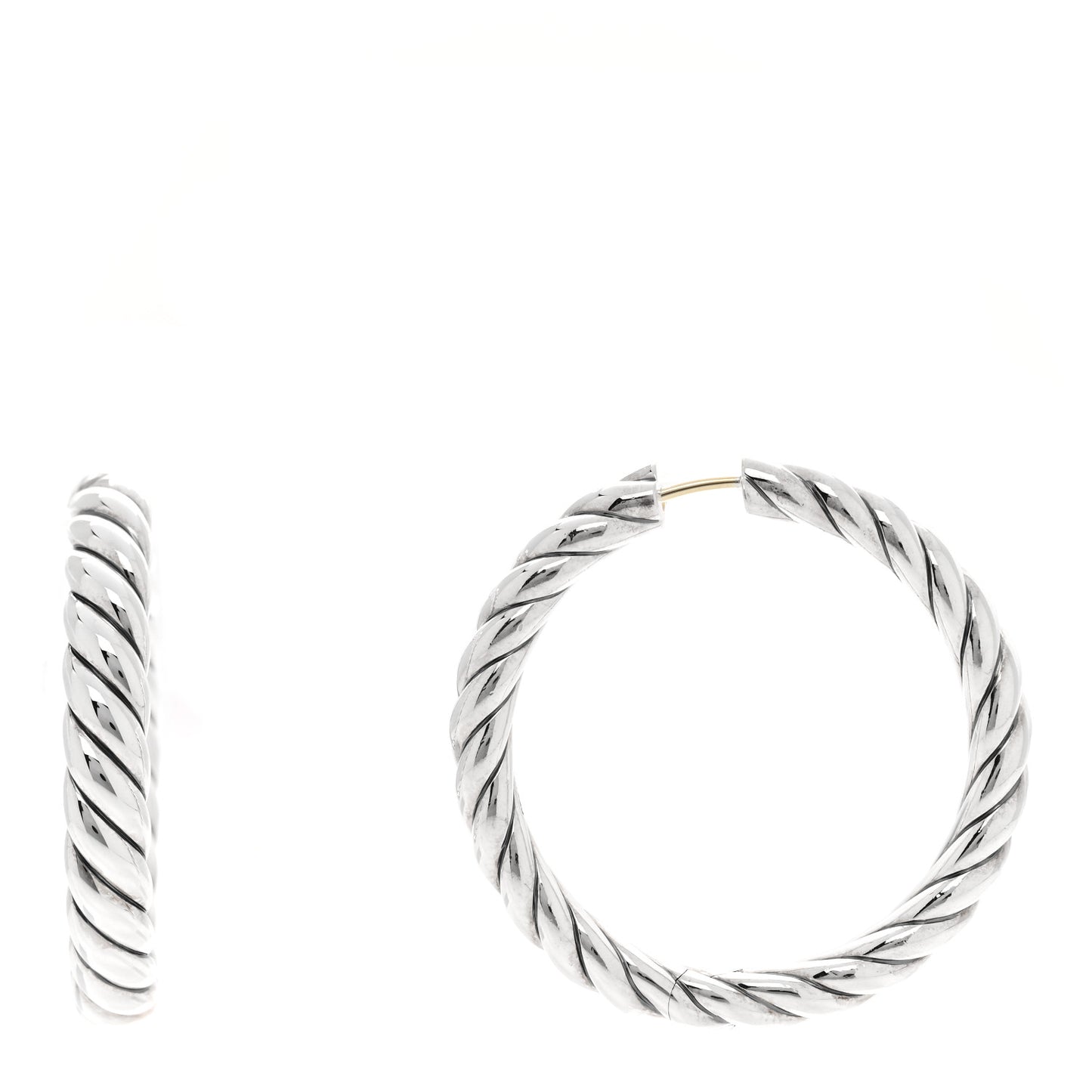 Sterling Silver 38mm Sculpted Cable Hoop Earrings