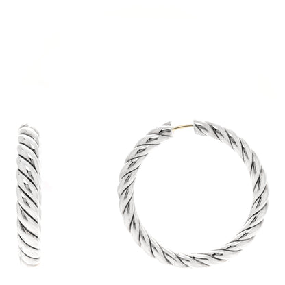 David Yurman Sterling Silver 38mm Sculpted Cable Hoop Earrings 1 of 4