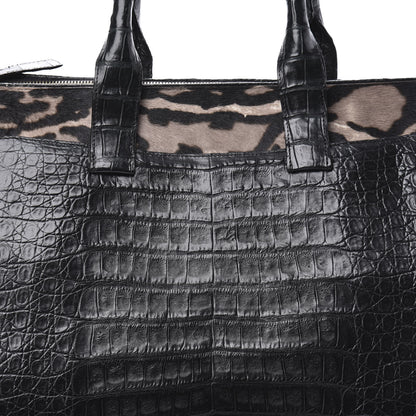 Nancy Gonzalez Crocodile Calf Hair Leopard Print Satchel Black 11 of 16