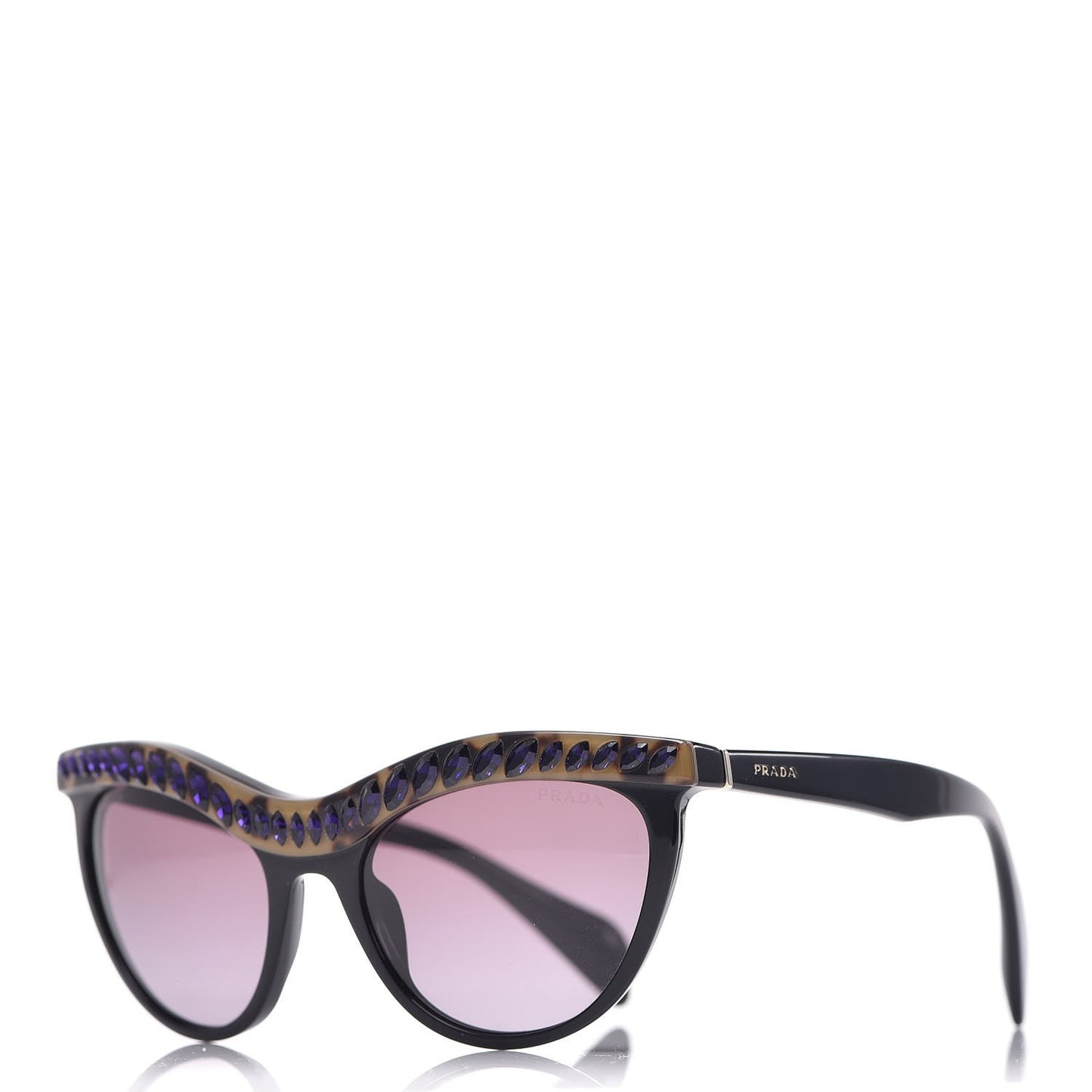 Crystal Cat Eye Sunglasses SPR 04P Black Havana