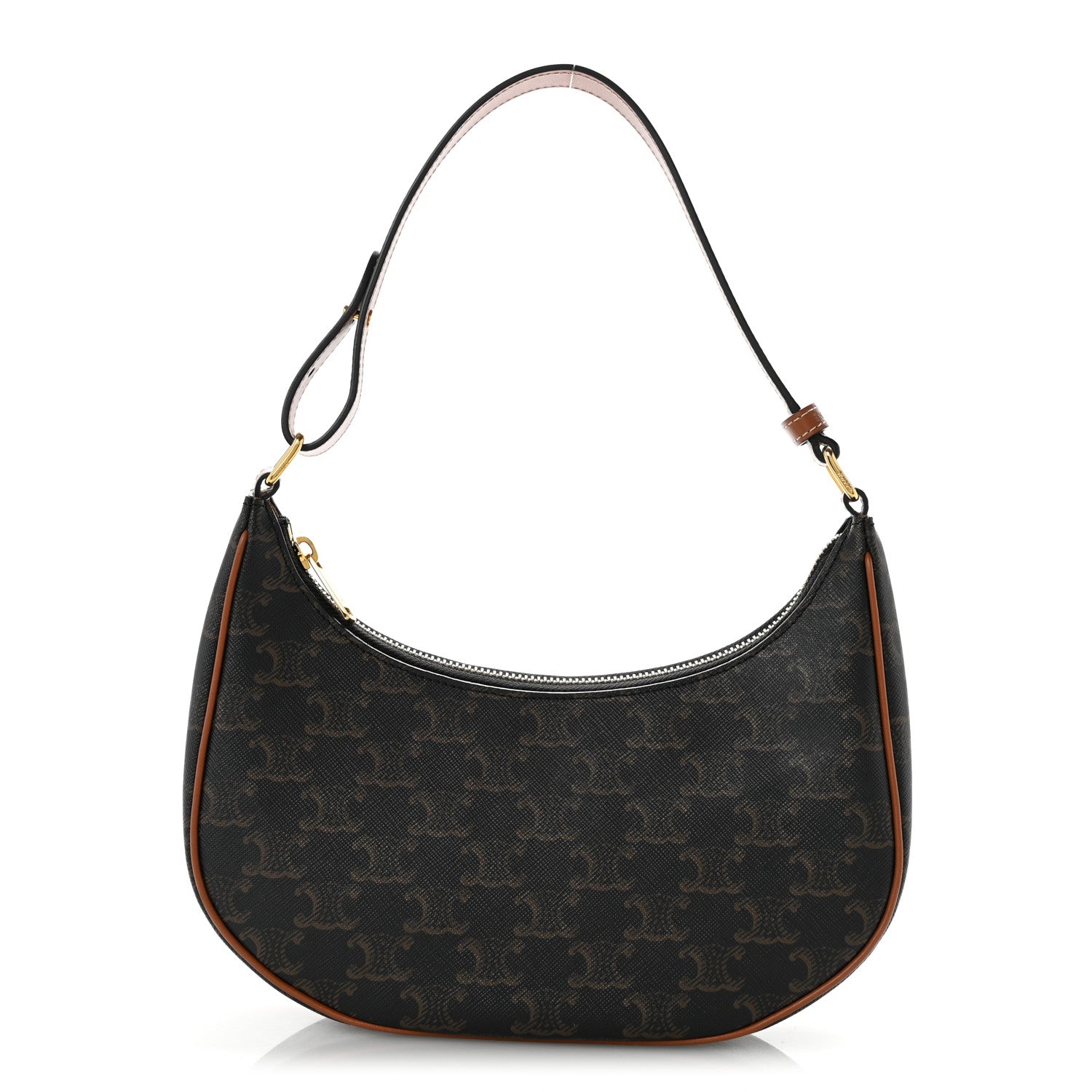 Celine Triomphe Canvas Calfskin Ava Shoulder Bag Tan 1 of 12