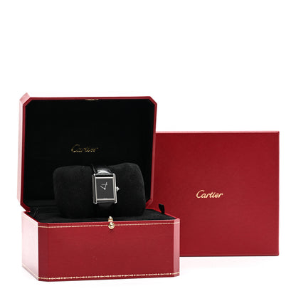 Cartier Stainless Steel Alligator 25mm Must de Cartier Tank Quartz Watch Black 5 of 5