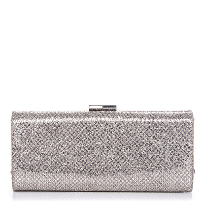 Jimmy Choo Glitter Fabric Tube Clutch Silver 1 of 7
