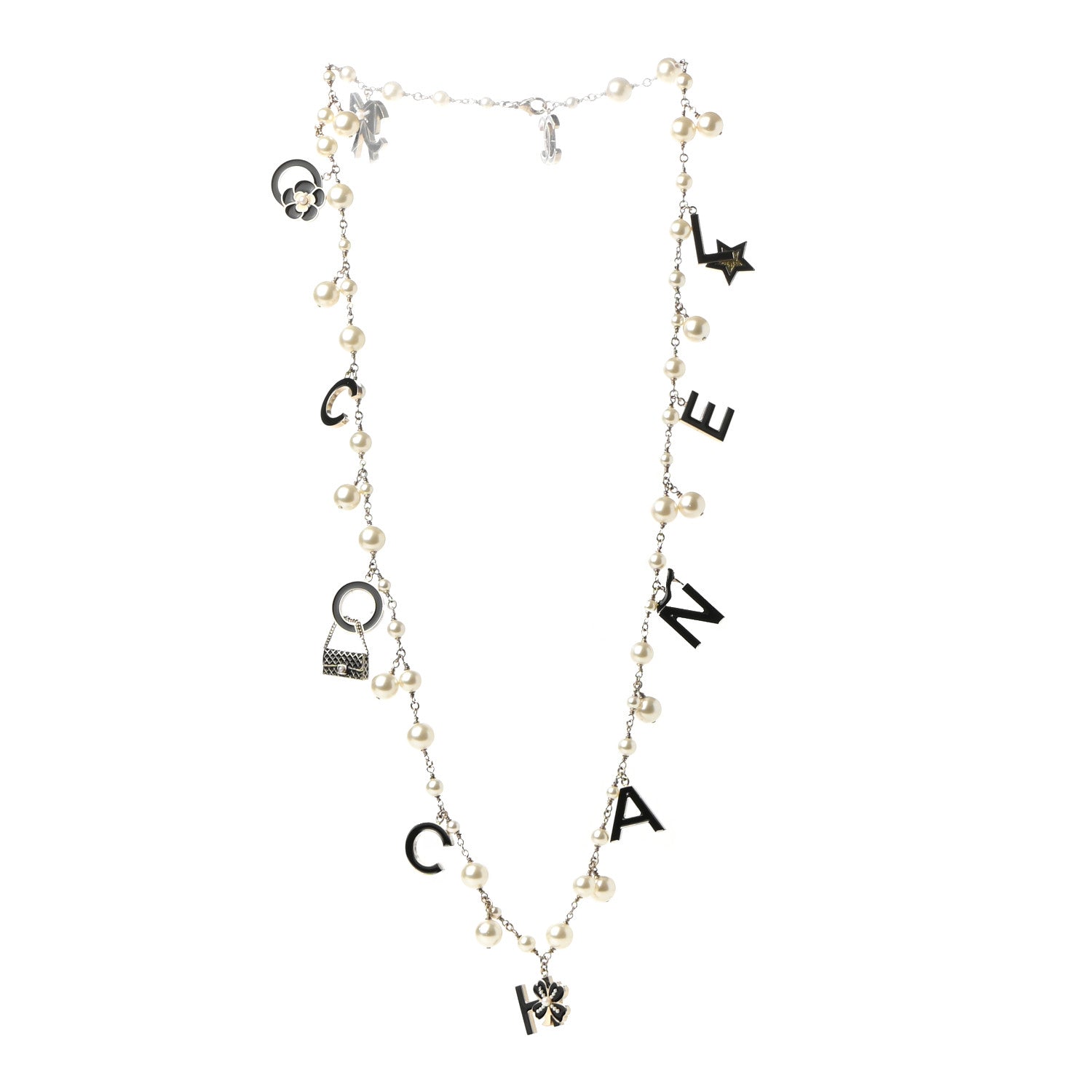 Chanel Pearl Charms Coco Chanel Logo Necklace 3 of 7