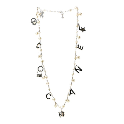 Chanel Pearl Charms Coco Chanel Logo Necklace 3 of 7