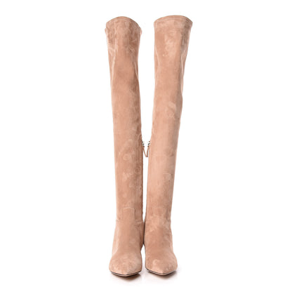 Valentino Garavani Suede Over The Knee Boots 37.5 Skin Sorbet 2 of 8