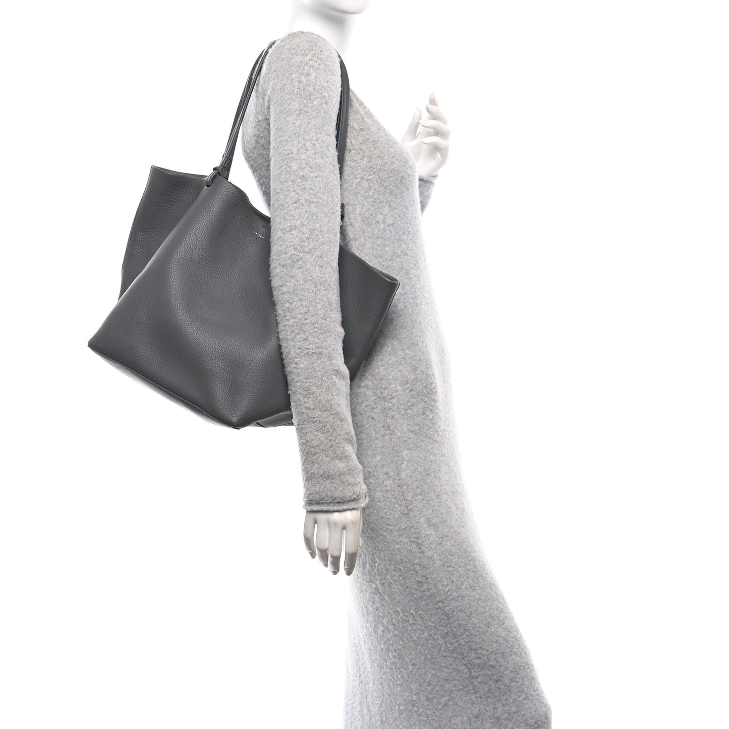 Grained Calfskin Park Tote Three Charcoal