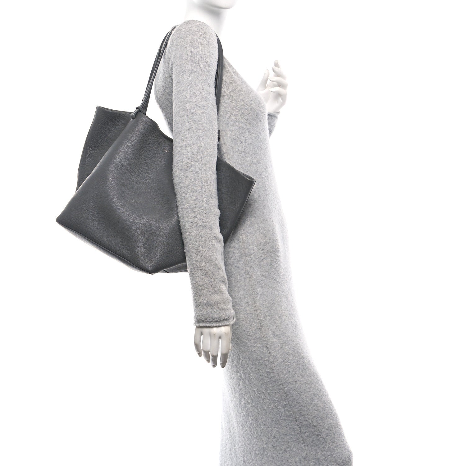 The Row Grained Calfskin Park Tote Three Charcoal 2 of 10