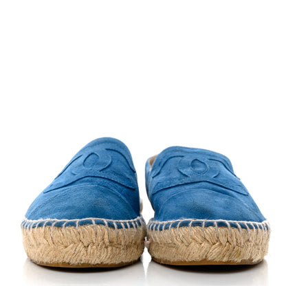 Chanel Kid Suede CC Espadrilles 38 Blue 2 of 9