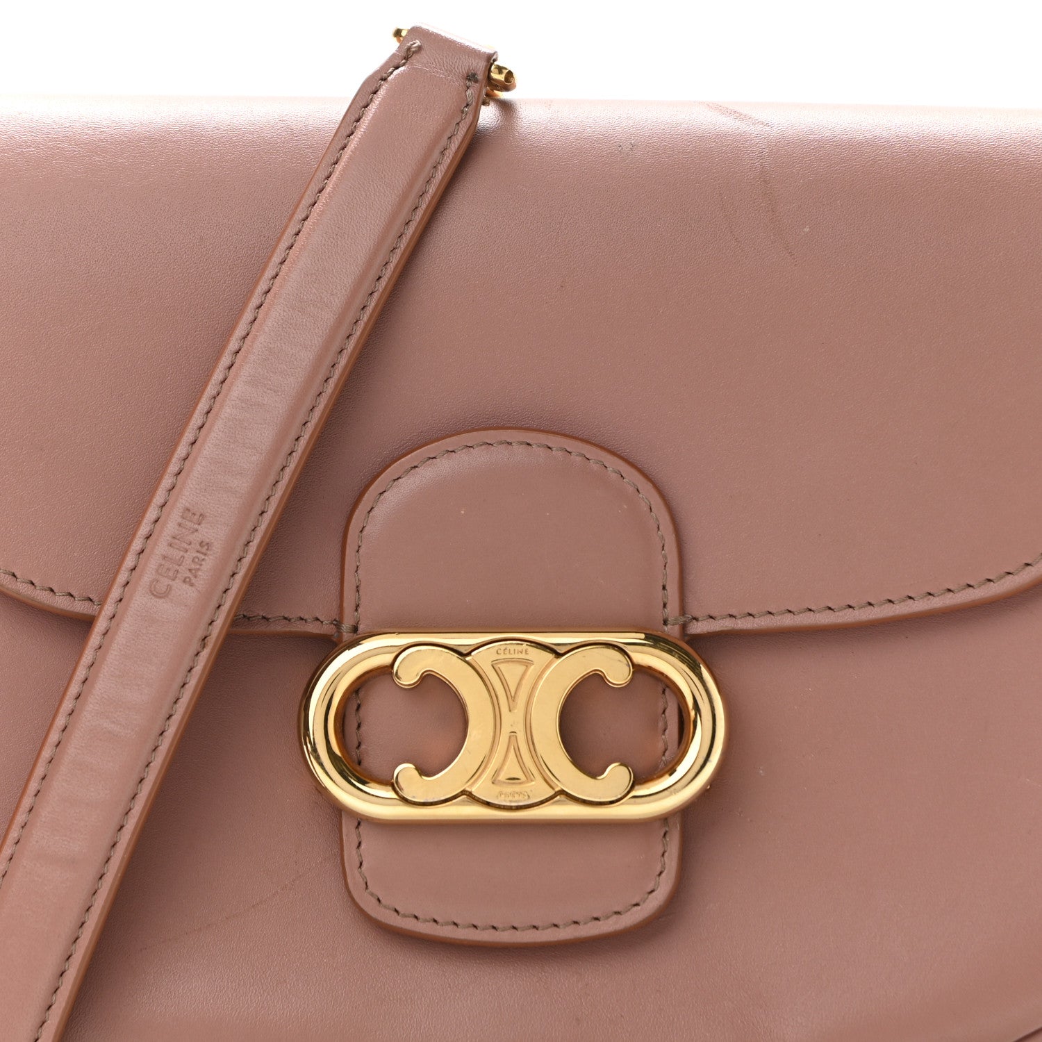 Celine Shiny Calfskin Medium Chain Maillon Triomphe Antique Rose 6 of 9