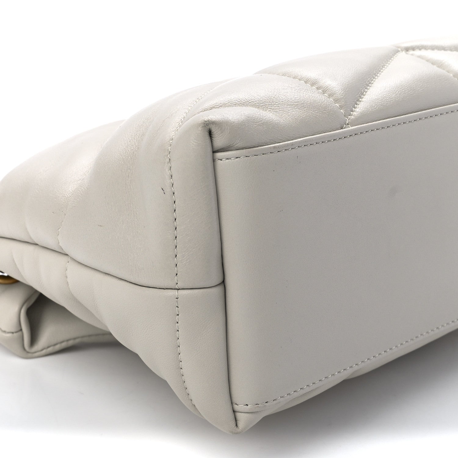 Saint Laurent Lambskin Quilted Small Loulou Puffer Monogram Chain Satchel Blanc Vintage 10 of 12