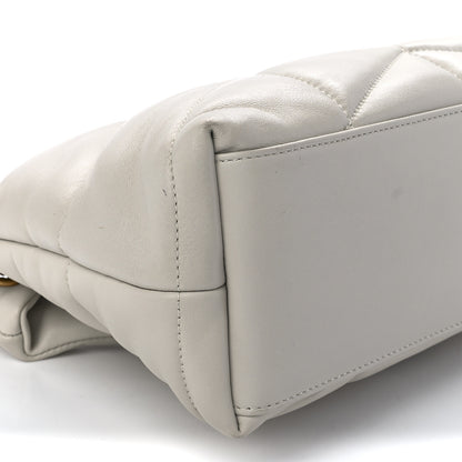 Saint Laurent Lambskin Quilted Small Loulou Puffer Monogram Chain Satchel Blanc Vintage 10 of 12
