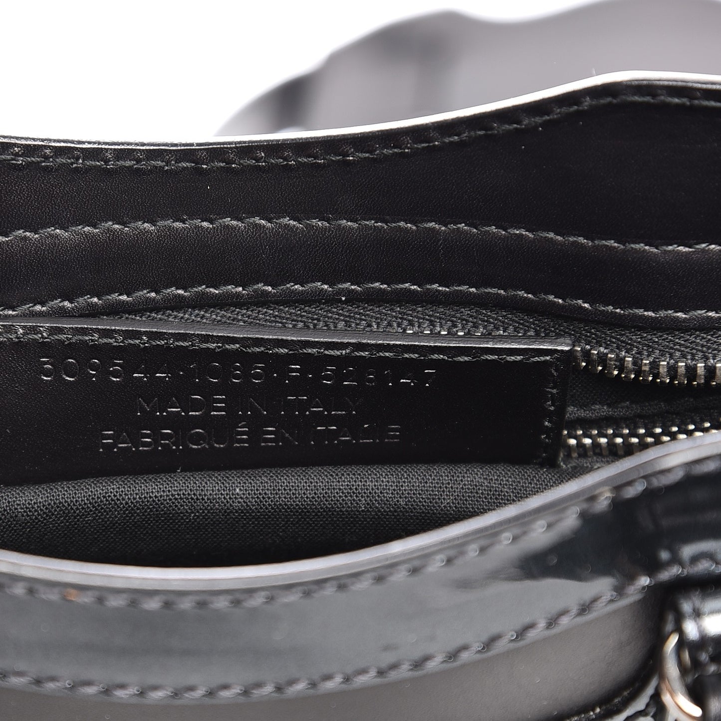 Smooth Calfskin Metallic Patent Giant 12 Silver Hardware Mini City Black Gris