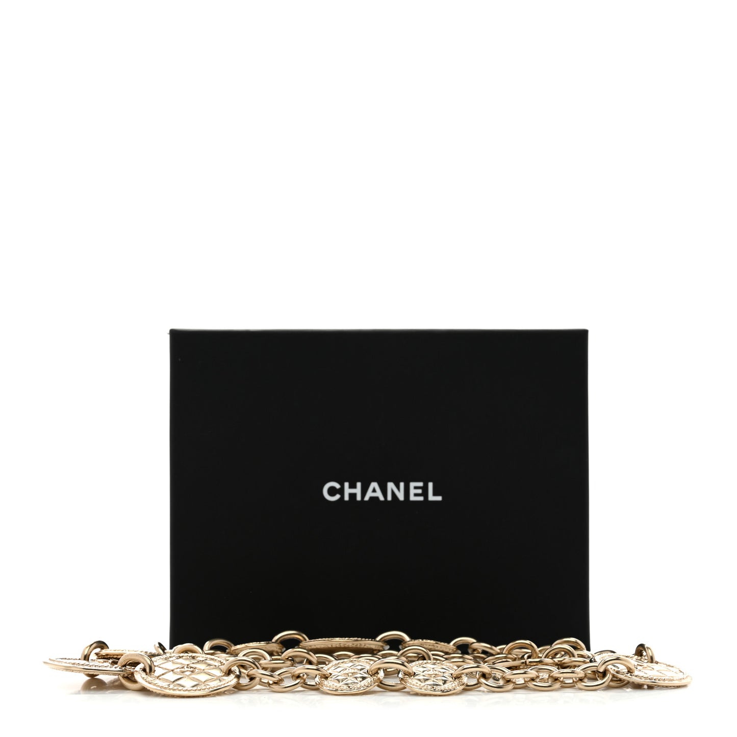 Chain Quilted CC Medallion Belt Gold
