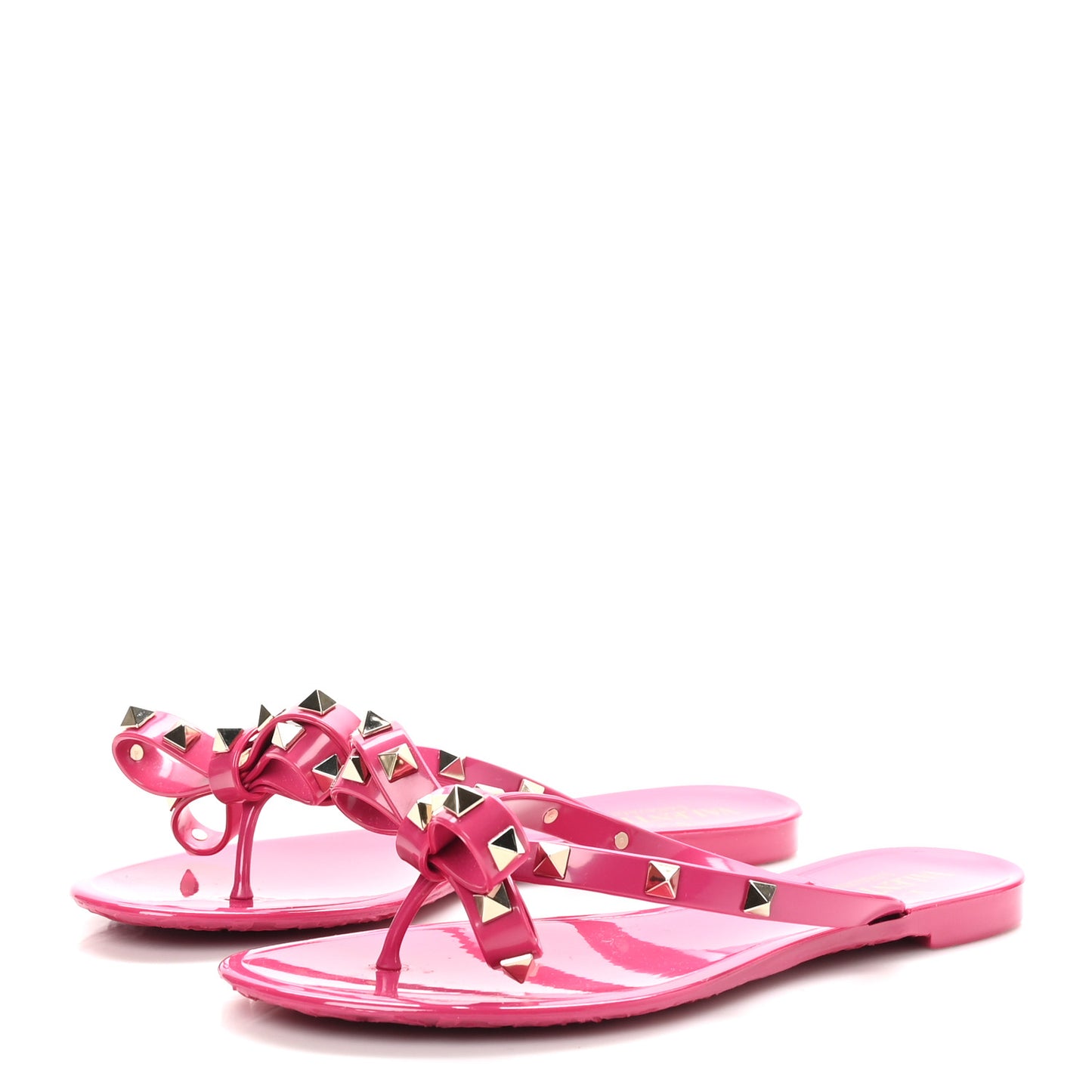 PVC Jelly Rockstud Bow Thong Sandals 36 Sweet Pink